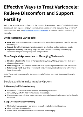 Effective Ways to Treat Varicocele: Relieve Discomfort and Support Fertility