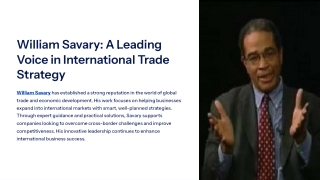 William Savary: A Leading Voice in International Trade Strategy