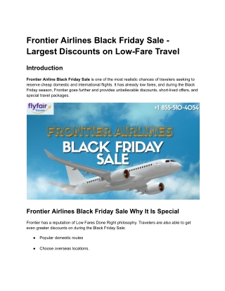 Unlock Budget-Friendly Travel with Frontier Airlines Black Friday Deals