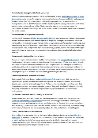 Reliable Winter Management in North Vancouver