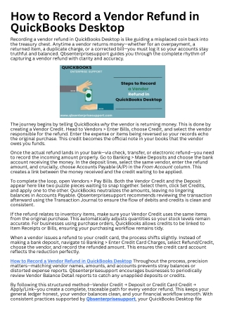 How to Record a Vendor Refund in QuickBooks Desktop
