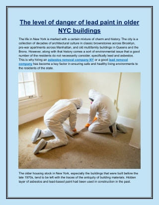 The level of danger of lead paint in older NYC buildings