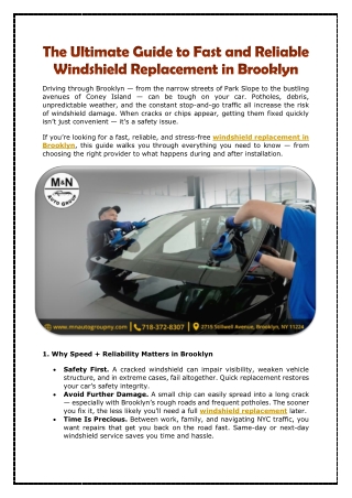 The Ultimate Guide to Fast and Reliable Windshield Replacement in Brooklyn