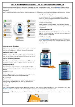 Top 10 Morning Routine Habits That Maximise Provitalize Results