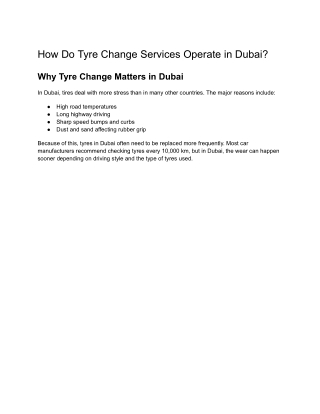 How Do Tyre Change Services Operate in Dubai_