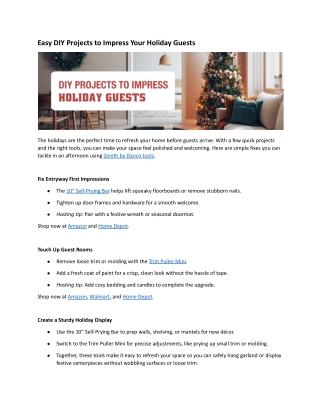 Easy DIY Projects to Impress Your Holiday Guests - ZenithbyDanco