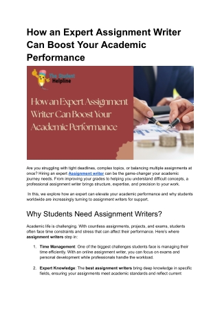 How an Expert Assignment Writer Can Boost Your Academic Performance