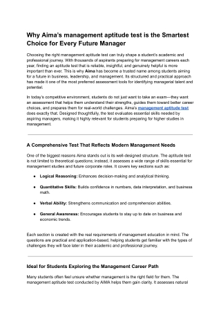 Why Aima’s management aptitude test is the Smartest Choice for Every Future Manager