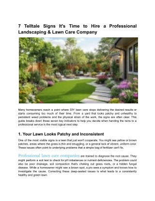 7 Telltale Signs It's Time to Hire a Professional Landscaping & Lawn Care Company