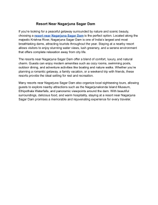 Resort Near Nagarjuna Sagar Dam