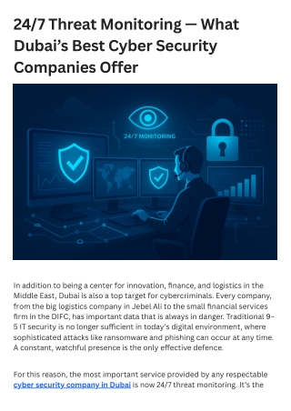 24/7 Threat Monitoring — What Dubai’s Best Cyber Security Companies Offer