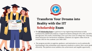 Transform Your Dreams into Reality with the IIT Scholarship Exam The IIT Scholarship Exam is a gateway to top engineerin