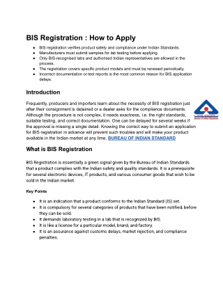 BIS Registration  How to Apply
