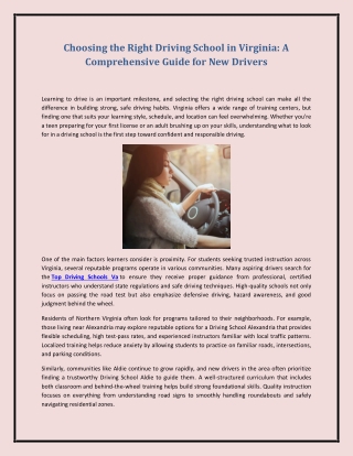 Choosing the Right Driving School in Virginia