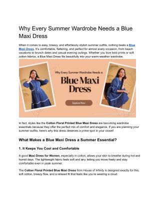 Why Every Summer Wardrobe Needs a Blue Maxi Dress