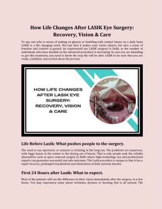 How Life Changes After LASIK Eye Surgery_ Recovery, Vision & Care