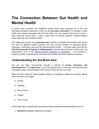 The Connection Between Gut Health and Mental Health