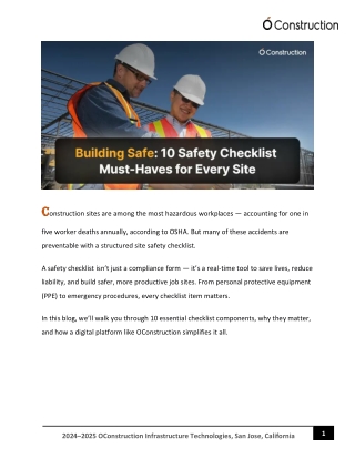 Building Safe 10 Safety Checklist Must-Haves for Every Site