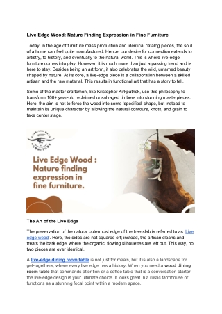 Live Edge Wood_ Nature Finding Expression in Fine Furniture