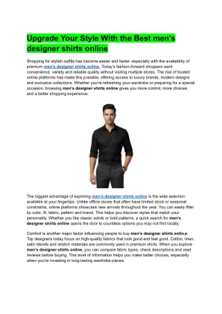 Discover the Best men’s designer shirts online for a Stylish Wardrobe