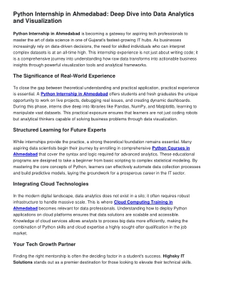 Python Internship in Ahmedabad Deep Dive into Data Analytics and Visualization