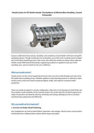 Mould Carriers for PET Bottle Moulds The Backbone of Efficient Blow Moulding  Awanti Polymoulds (1)