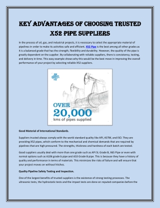 Key Advantages of Choosing Trusted X52 Pipe Suppliers