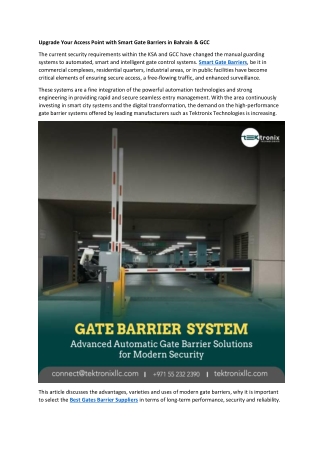 Upgrade Your Access Point with Smart Gate Barriers in Bahrain & GCC