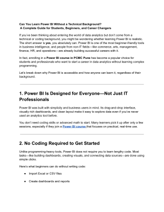 Can You Learn Power BI Without a Technical Background