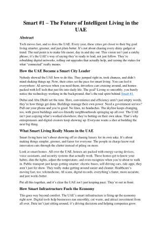 Smart #1 – The Future of Intelligent Living in the UAE