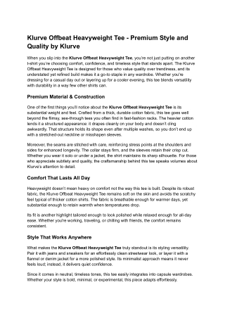 Klurve Offbeat Heavyweight Tee – Premium Comfort Meets Bold Streetwear Essential