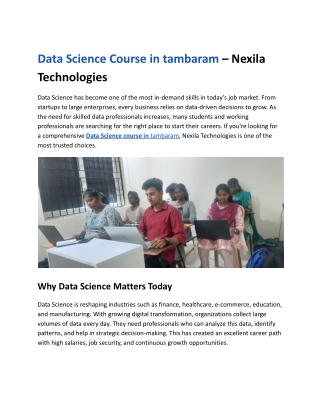 Data Science Course in Chennai – Nexila Technologies