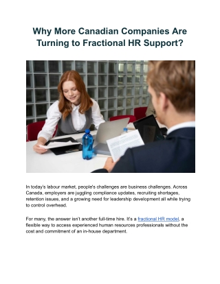 Why More Canadian Companies Are Turning to Fractional HR Support?