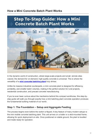How a Mini Concrete Batch Plant Works