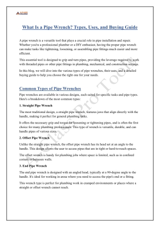 What Is a Pipe Wrench Types, Uses, and Buying Guide