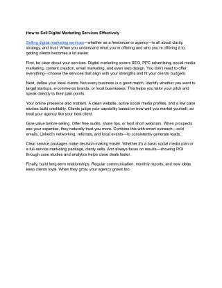 How to Sell Digital Marketing Services Effectively