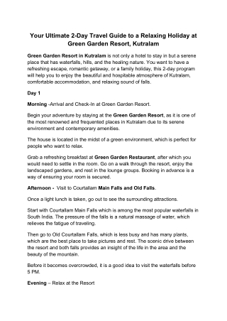 2 days itinerary guide for trip to kutralam, Tenkasi