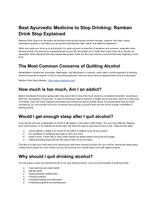 ramban drink stop alcohal detection drops