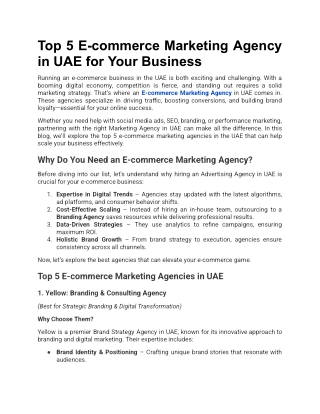 Top 5 E-commerce Marketing Agency in UAE for Your Business
