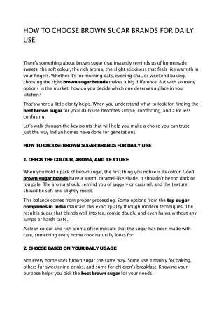 How to Choose Brown Sugar Brands for Daily Use