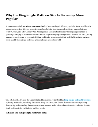 Why the King Single Mattress Size Is Becoming More Popular
