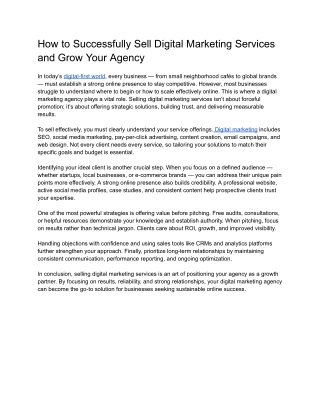 How to Successfully Sell Digital Marketing Services and Grow Your Agency