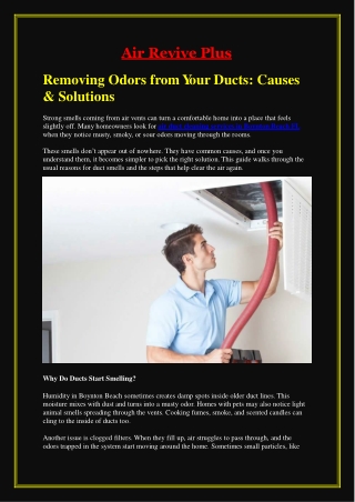 Removing Odors from Your Ducts Causes & Solutions