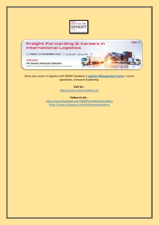 Logistics Management Course | SMART Academy
