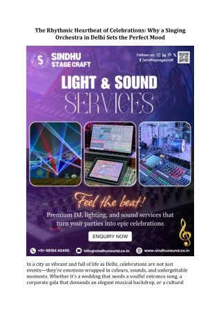 : Why a Singing Orchestra in Delhi Sets the Perfect Mood | Sindhu Stage Craft