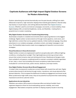 Captivate Audiences with High-Impact Digital Outdoor Screens