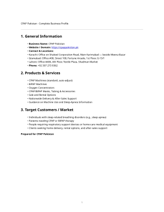 Cpap Pakistan Profile