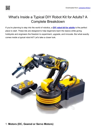 What’s Inside a Typical DIY Robot Kit for Adults? | Complete Component Breakdown