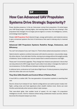 How Can Advanced UAV Propulsion Systems Drive Strategic Superiority?