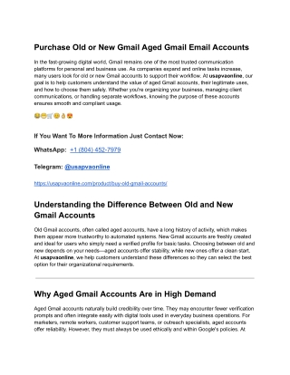 Purchase Old or New Gmail Aged Gmail Email Accounts